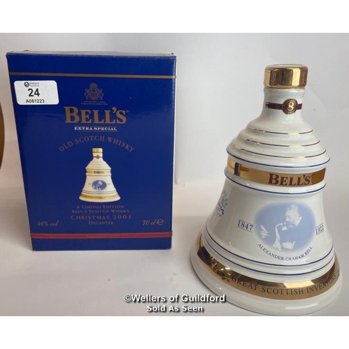 24 - Bell's 2001 Old Scotch Whisky Limited Edition Christmas Decanter, Aged 8 Years, Brand New and Boxed,... 