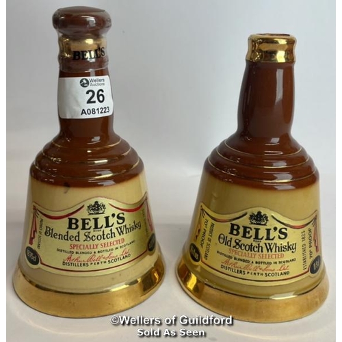 26 - Two Bell's Specially Selected Blended Sotch Whisky, Bottles made by Wade, 18.75cl. 40% vol / Please ... 