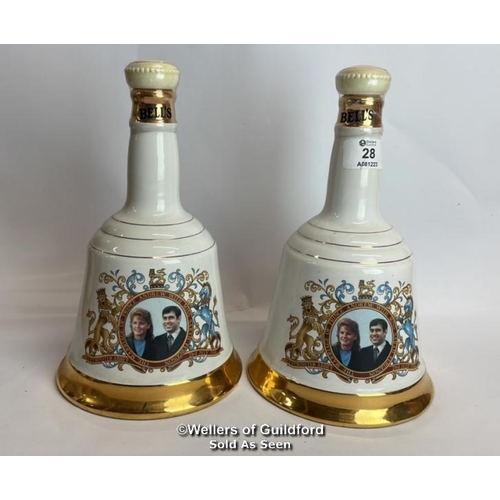 28 - Two Bell's Scotch Whisky Decanters Commemerating The Marriage of Prince Andrew and Sarah Ferguson 23... 