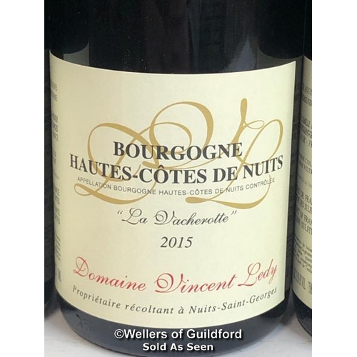 294 - SIX BOTTLES OF 2015 BOURGOGNE HAUTES COTES DE NUITS ROUGE, LA VACHEROTTE, DOMAINE VINCENT LEDY, RED,... 