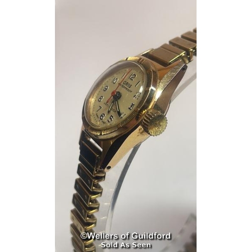 313 - Vintage Oris gold plated cocktail wristwatch, 2cm diameter with box