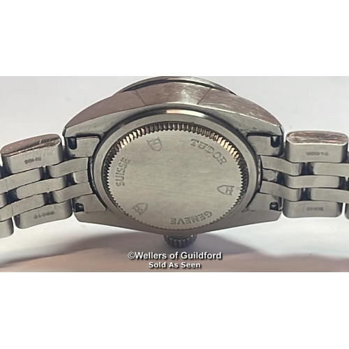 315 - Tudor Geneve stainless steel wristwatch model M15000, 2.5cm dial with ten round brilliant cut diamon... 