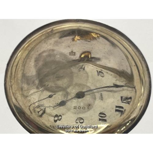 330 - Nimra pocket watch in silver case stamped 925, 5cm diameter, without glass, not in working order