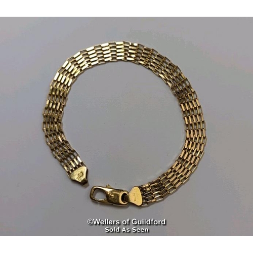 372 - 9ct gold hallmarked flexible link bracelet, length 18.5cm, gross weight 6.43g