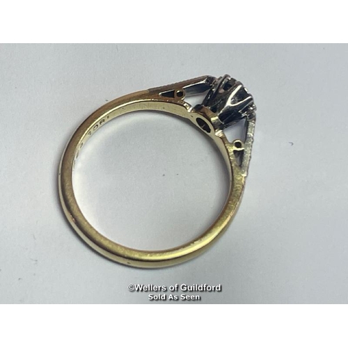 384 - Illusion set diamond solitare ring in yellow and white metal stamped 18ct. Estimated diamond weight ... 