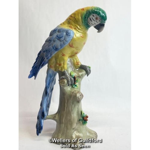 401 - Two porcelain parrots by Sitzendorf in good cosmetic condition, tallest 24cm high