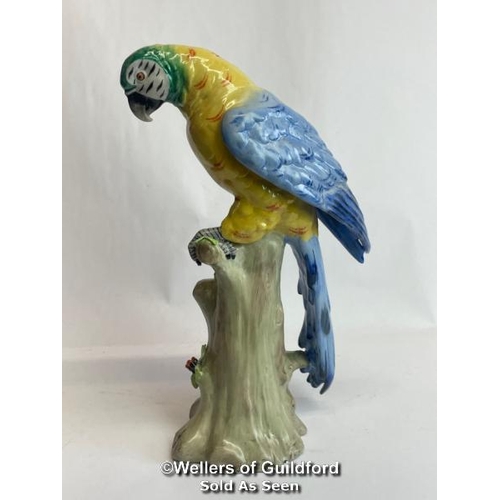 401 - Two porcelain parrots by Sitzendorf in good cosmetic condition, tallest 24cm high