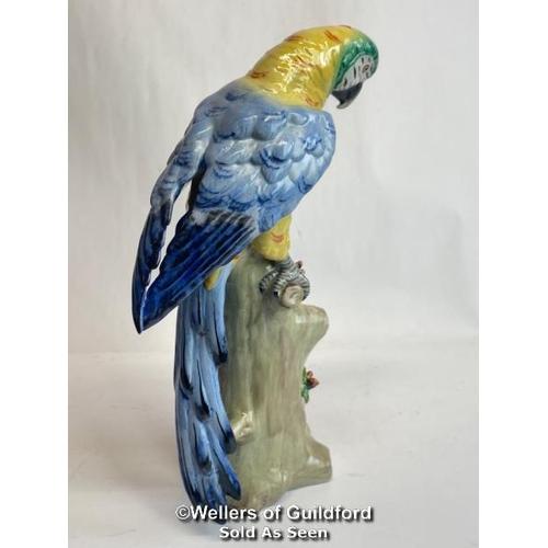 401 - Two porcelain parrots by Sitzendorf in good cosmetic condition, tallest 24cm high