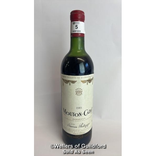 5 - 1983 Baron Phillippe De Rothschild Mouton Cadet Bordeaux, 75cl, No vol indicated / Please see images... 