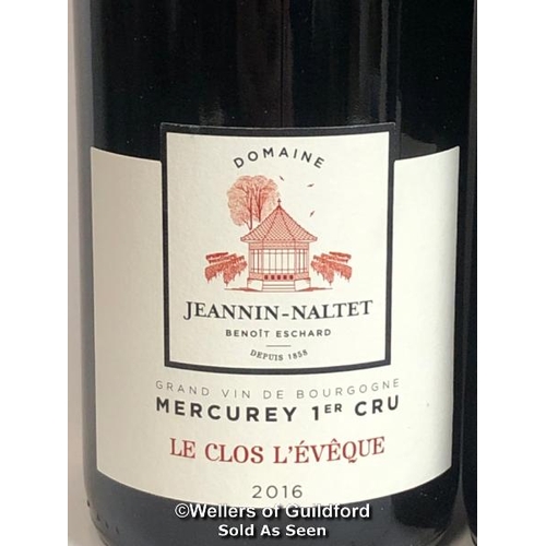 508 - THREE BOTTLES OF 2016 MERCUREY 1ER CRU CLOS L'EVEQUE, DOMAINE JEANNIN-NALTET, BURGUNDY, RED, 75CL, 1... 