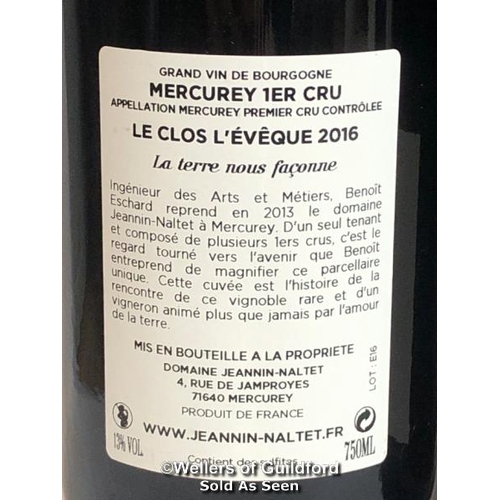 508 - THREE BOTTLES OF 2016 MERCUREY 1ER CRU CLOS L'EVEQUE, DOMAINE JEANNIN-NALTET, BURGUNDY, RED, 75CL, 1... 