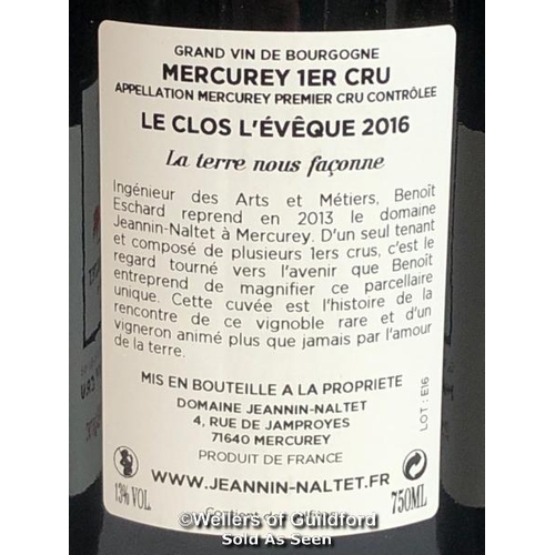 509 - SIX BOTTLES OF 2016 MERCUREY 1ER CRU CLOS L'EVEQUE, DOMAINE JEANNIN-NALTET, BURGUNDY, RED, 75CL, 13%... 