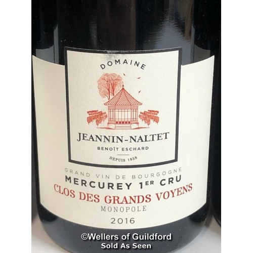 514 - SIX BOTTLES OF 2016 MERCUREY 1ER CRU CLOS DE GRANDS VOYENS, DOMAINE JEANNIN-NALTET, BURGUNDY, RED, 7... 