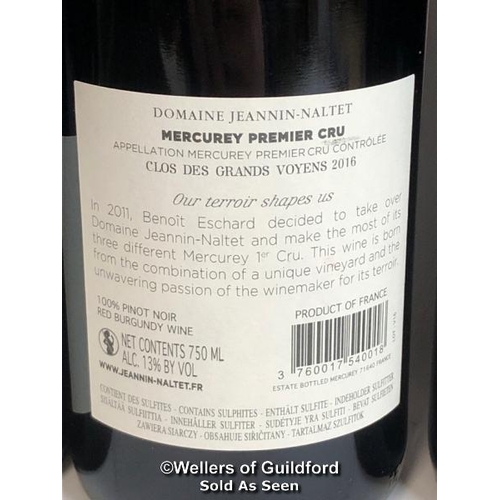 514 - SIX BOTTLES OF 2016 MERCUREY 1ER CRU CLOS DE GRANDS VOYENS, DOMAINE JEANNIN-NALTET, BURGUNDY, RED, 7... 