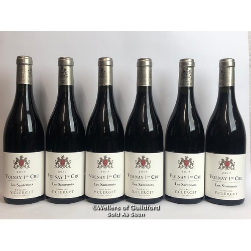 537 - SIX BOTTLES OF 2017 VOLNAY 1ER CRU LES SANTENOTS, DOMAINE Y.CLERGET, BURGUNDY, RED, 75CL, 13.5% VOL ... 