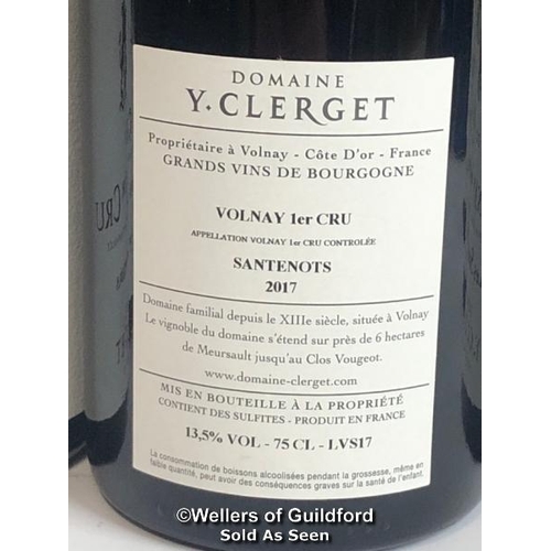 537 - SIX BOTTLES OF 2017 VOLNAY 1ER CRU LES SANTENOTS, DOMAINE Y.CLERGET, BURGUNDY, RED, 75CL, 13.5% VOL ... 