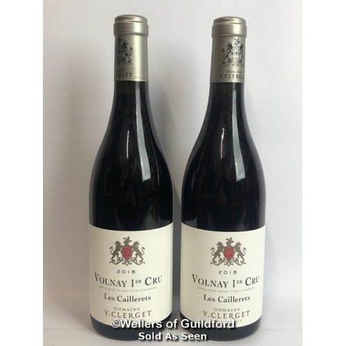 538 - TWO BOTTLES OF 2016 VOLNAY 1ER CRU LES CAILLERETS, DOMAINE Y.CLERGET, BURGUNDY, RED, 75CL, 13% VOL /... 