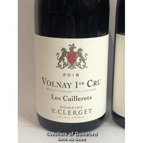 538 - TWO BOTTLES OF 2016 VOLNAY 1ER CRU LES CAILLERETS, DOMAINE Y.CLERGET, BURGUNDY, RED, 75CL, 13% VOL /... 