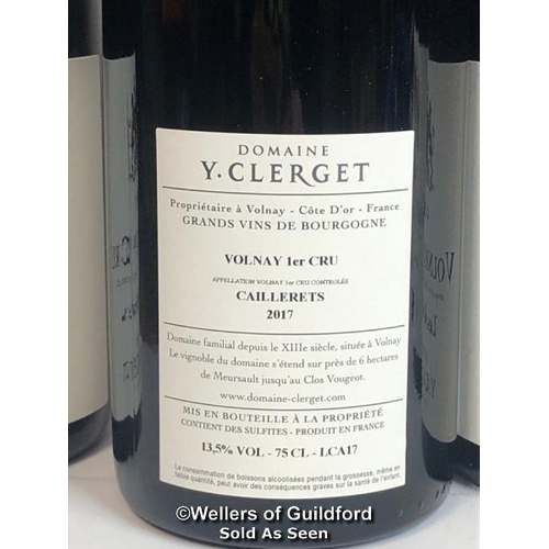 540 - SIX BOTTLES OF 2017 VOLNAY 1ER CRU LES CAILLERETS, DOMAINE Y.CLERGET, BURGUNDY, RED, 75CL, 13% VOL /... 