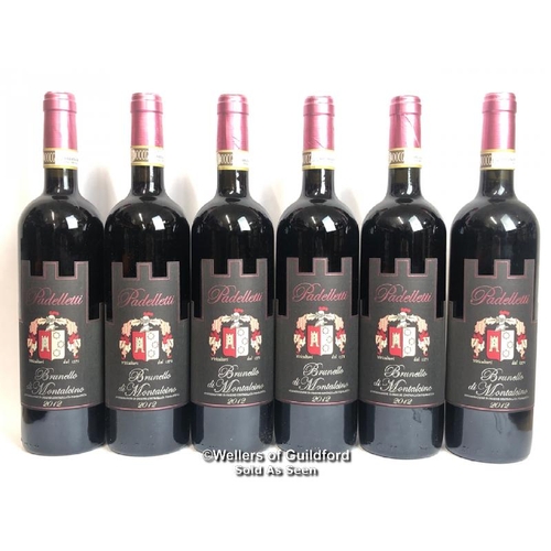 558 - SIX BOTTLES OF 2012 BRUNELLO DI MONTALCINO, PADELLETTI, TUSCANY, ITALY, RED, 75CL, 14% VOL / 10% BP ... 