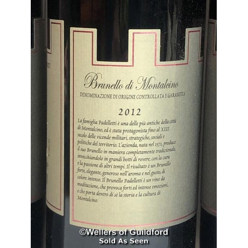 558 - SIX BOTTLES OF 2012 BRUNELLO DI MONTALCINO, PADELLETTI, TUSCANY, ITALY, RED, 75CL, 14% VOL / 10% BP ... 