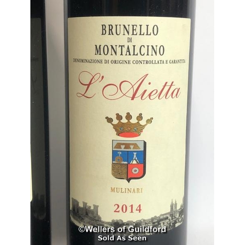 572 - THREE BOTTLES OF 2014 BRUNELLO DI MONTALCINO, L'AIETTA DI FRANCESCO MULINARI, TUSCANY, ITALY, RED, 7... 