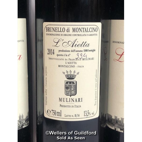 573 - SIX BOTTLES OF 2014 BRUNELLO DI MONTALCINO, L'AIETTA DI FRANCESCO MULINARI, TUSCANY, ITALY, RED, 75C... 