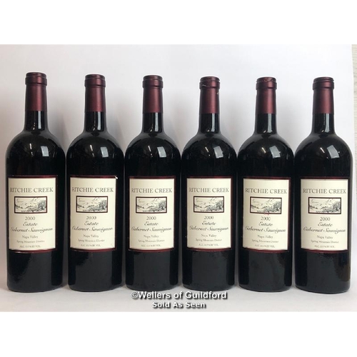 579 - SIX BOTTLES OF 2000 ESTATE CABERNET SAUVIGNON, RITCHIE CREEK, NAPA VALLEY, SPRING VALLEY DISTRICT, C... 