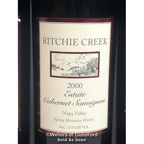 579 - SIX BOTTLES OF 2000 ESTATE CABERNET SAUVIGNON, RITCHIE CREEK, NAPA VALLEY, SPRING VALLEY DISTRICT, C... 