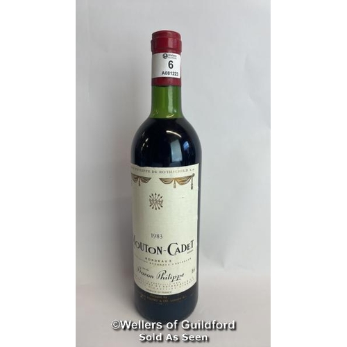 6 - 1983 Baron Phillippe De Rothschild Mouton Cadet Bordeaux, 75cl, No vol indicated / Please see images... 