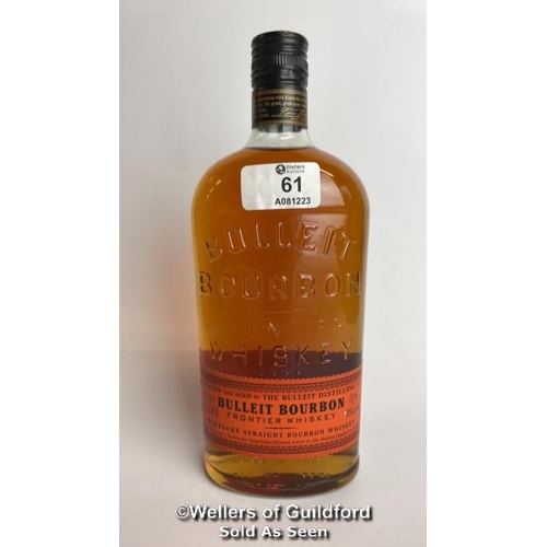 61 - Bulleit Bourbon, 70cl, 40% vol / Please see images for fill level and general condition. Please be a... 