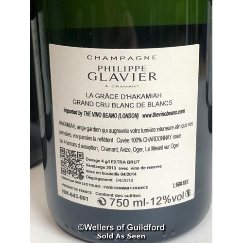 618 - SIX BOTTLES OF LA GRACE D'HAKAMIAH GRAND CRU CHAMPAGNE, PHILIPPE GLAVIER, 75CL, 12 % VOL / 10% BP / ... 