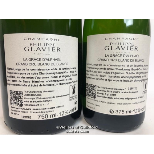 624 - TWO BOTTLES OF PHILIPPE GLAVIER LA GRACE D'ALPHAEL GRAND CRU EXTRA BRUT CHAMPAGNE, 1X 75CL AN 1X 37.... 