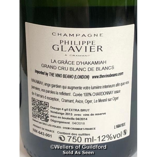 625 - FOUR BOTTLES OF LA GRACE D'HAKAMIAH GRAND CRU CHAMPAGNE, PHILIPPE GLAVIER, 75CL, 12 % VOL / 10% BP /... 