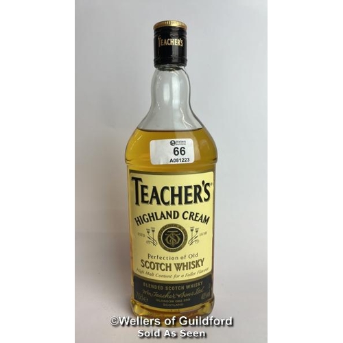 66 - Teachers Highland Cream Scotch Whisky, 70cl, 43% vol / Please see images for fill level and general ... 