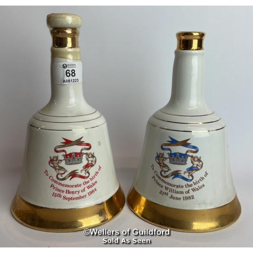 68 - Two Bell's Scotch Whisky Decanters Commemorating the birth of Prince William of Wales and Prince Hen... 