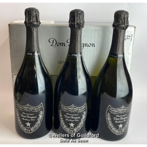 72 - Three bottles of 1996 Dom Perignon Oenotheque, In original box / Please see images for fill level an... 