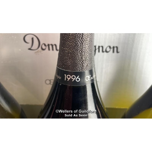 72 - Three bottles of 1996 Dom Perignon Oenotheque, In original box / Please see images for fill level an... 