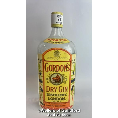 76 - Gordon's Dry Gin, Vintage bottling, 1.25lL, 47.3%, Still sealed but has previously leaked / Please s... 