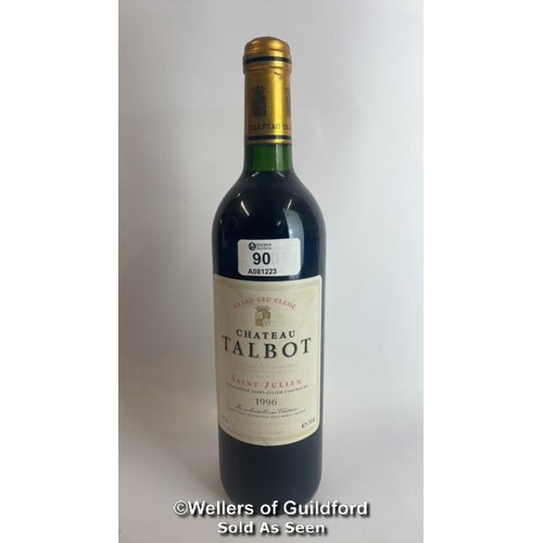 90 - 1996 Chateau Talbot Saint-Julien, 75cl, 12.8% / Please see images for fill level and general conditi... 