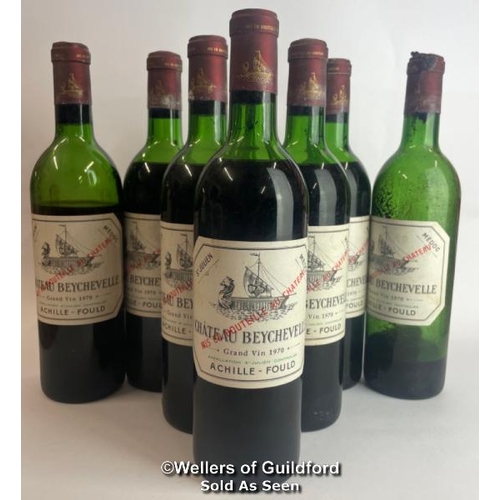 91 - Eight bottles of 1970 Chateau Beychevelle, Mis En Boutille Au Chateau, 75cl, In original wooden crat... 