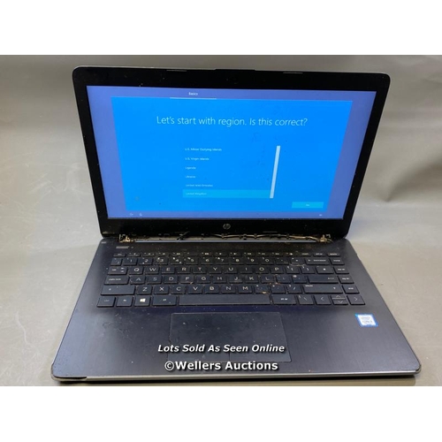 9503 - HP LAPTOP MODEL 14-CK0987NA / 4GB RAM / 126GB HD / I3-7020U @ 2.30GHZ / SN: 5CG90615GX - CHASSIS DAM... 