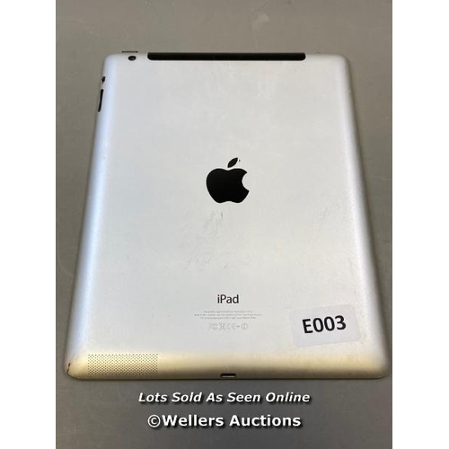 9521 - APPLE IPAD - 4TH GENERATION / A1460 / 64GB / SERIAL: DMPJV4AFF18Y / I-CLOUD (ACTIVATION) UNLOCKED / ... 