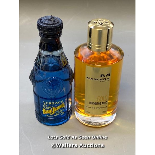 9627 - X1 VERSACE BLUE JEANS EAU DE TOILETTE 75ML AND X1 MANCERA GOLD EAU DE PARFUM 120ML