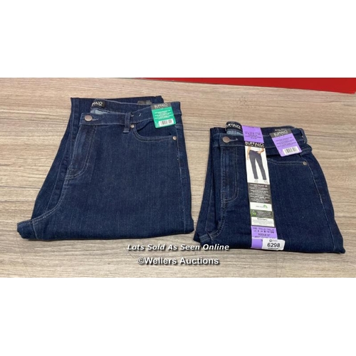 2987 - 2X LADIES NEW BUFFALO DAVID BITTON HIGH RISE STRAIGHT LEG DENIM JEANS / UK 8 AND UK 16 / E2