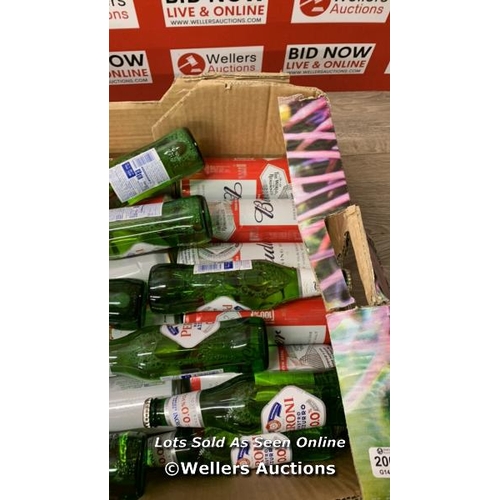 2005 - BOX OF PERONI NON ALCOHOL, STELLA AND BUDWEISER / D17