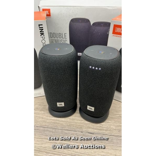 2014 - JBL LINK PORTABLE BLUETOOTH SPEAKER TWIN PACK / POWERS UP, MINIMAL SIGNS OF USE, CONNECTS TO BT AND ... 