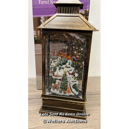 2060 - 13 INCH (35CM) CHRISTMAS SCENE LANTERN WITH LED LIGHTS / UNTESTED, MINIMAL SIGNS OF USE / D13