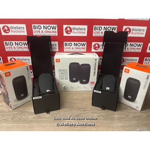 2068 - JBL LINK PORTABLE BLUETOOTH SPEAKER TWIN PACK / POWERS UP, NOT FULLY TESTED, MINIMAL IF ANY SIGNS OF... 