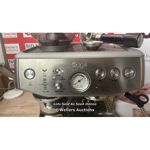 2078 - SAGE BARISTA EXPRESS IMPRESS SES876BSS4GUK1 ESPRESSO COFFEE MACHINE / POWERS UP NOT FULLLY TESTED, S... 